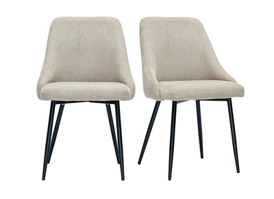 Chaises en tissu chenille beige et métal noir (lot de 2) HASTA