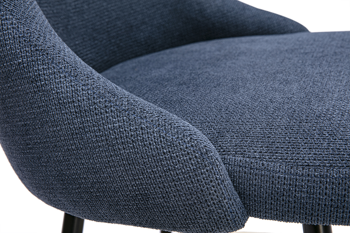 Chaises en tissu chenille bleu fonc� et m�tal noir (lot de 2) HASTA