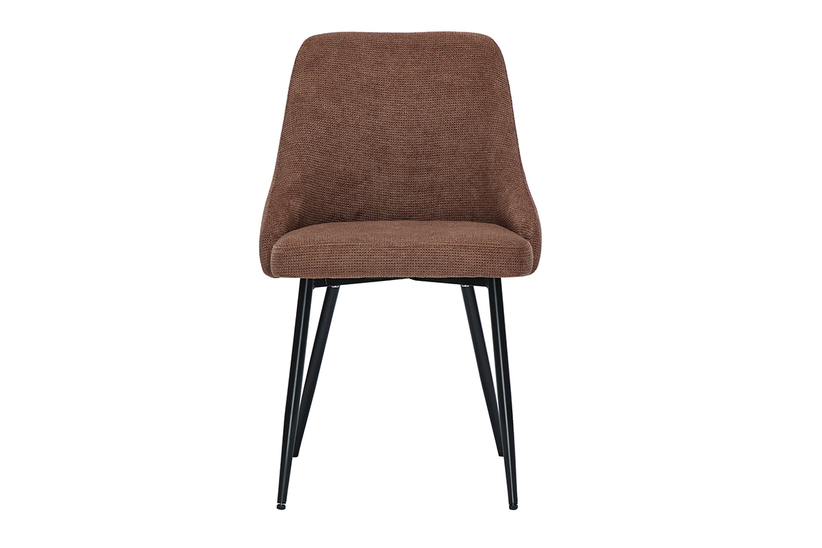 Chaises en tissu chenille terre brle et mtal noir (lot de 2) HASTA