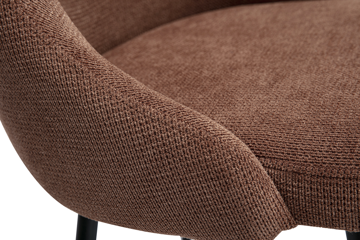 Chaises en tissu chenille terre brle et mtal noir (lot de 2) HASTA
