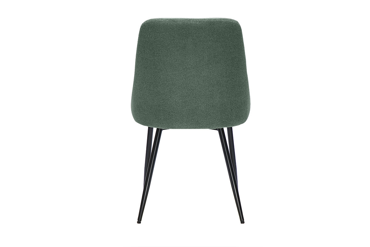 Chaises en tissu chenille vert kaki et m�tal noir (lot de 2) HASTA