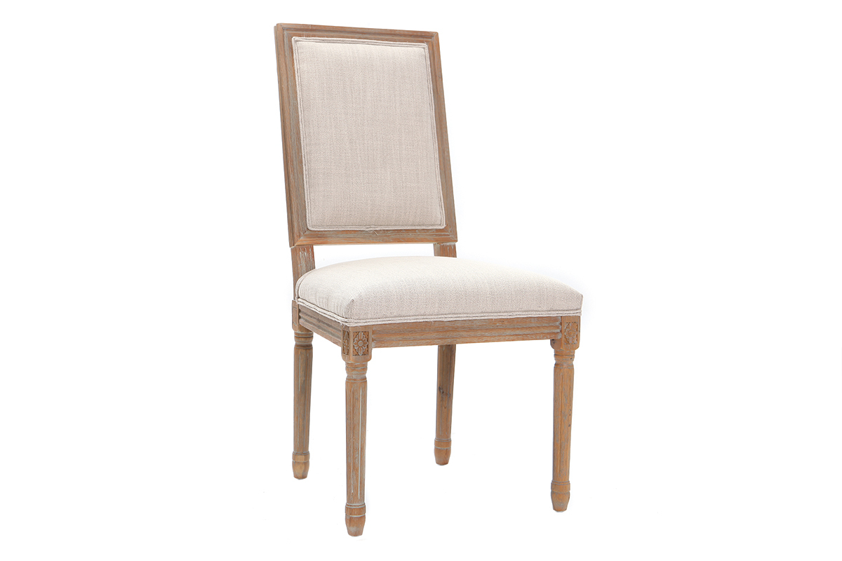Chaises en tissu coloris naturel pieds bois clair (lot de 2) AMAURY
