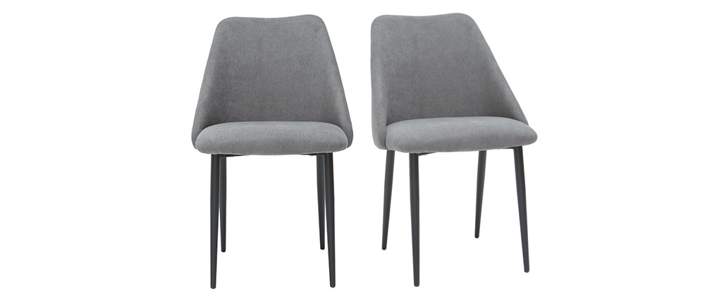 Chaises en tissu effet velours gris (lot de 2) ELLO