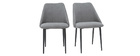 Chaises en tissu effet velours gris (lot de 2) ELLO