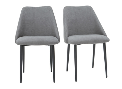 Chaises en tissu effet velours gris (lot de 2) ELLO