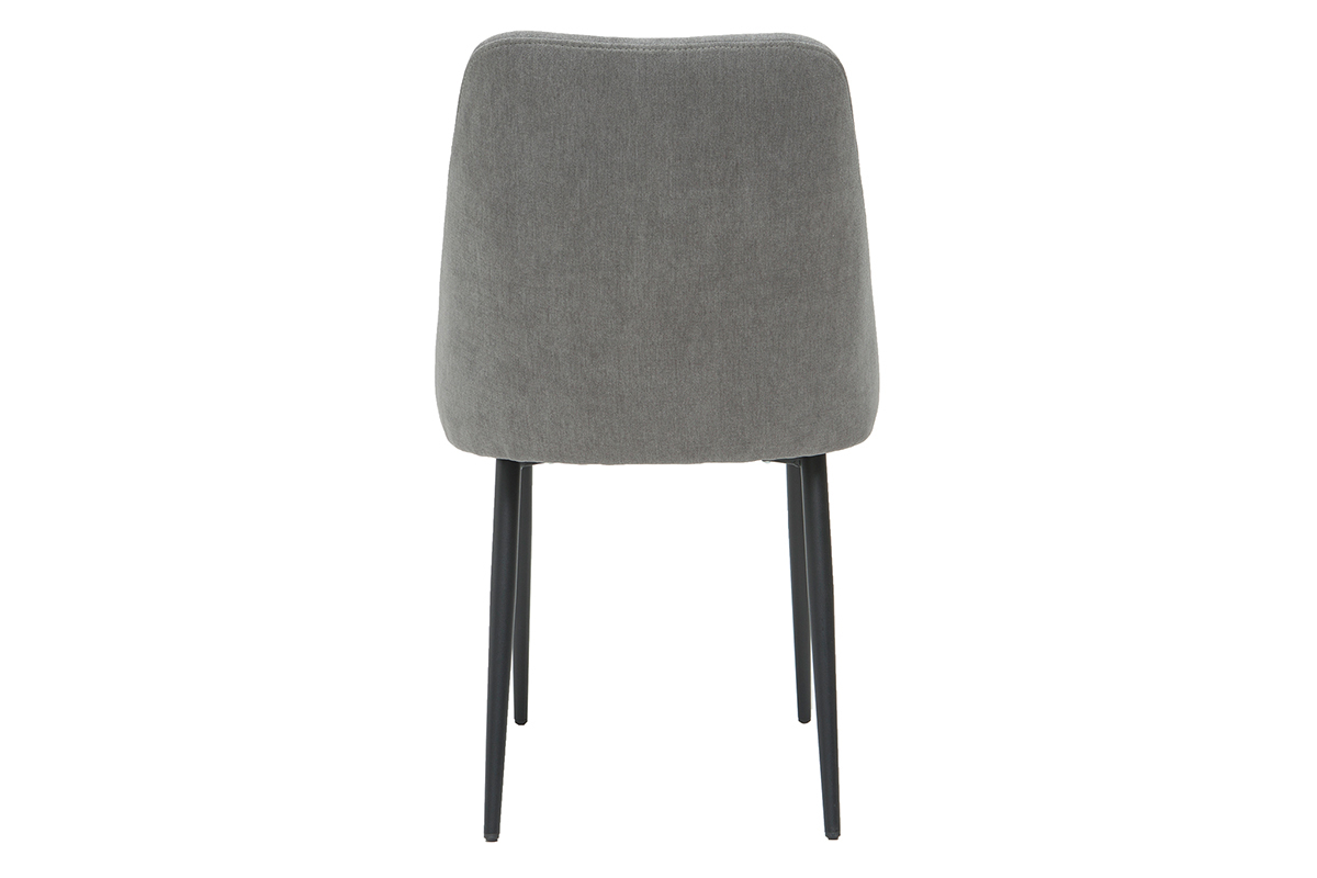 Chaises en tissu effet velours gris et mtal noir (lot de 2) ELLO