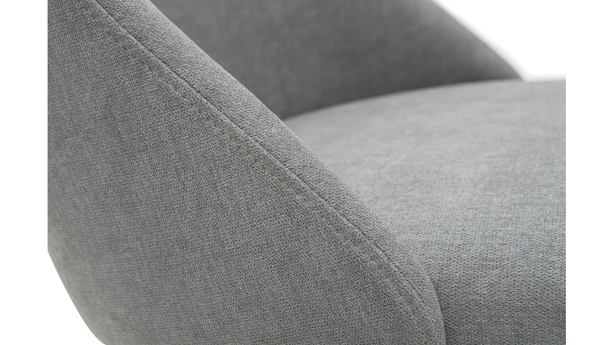 Chaises en tissu effet velours gris et mtal noir (lot de 2) ELLO