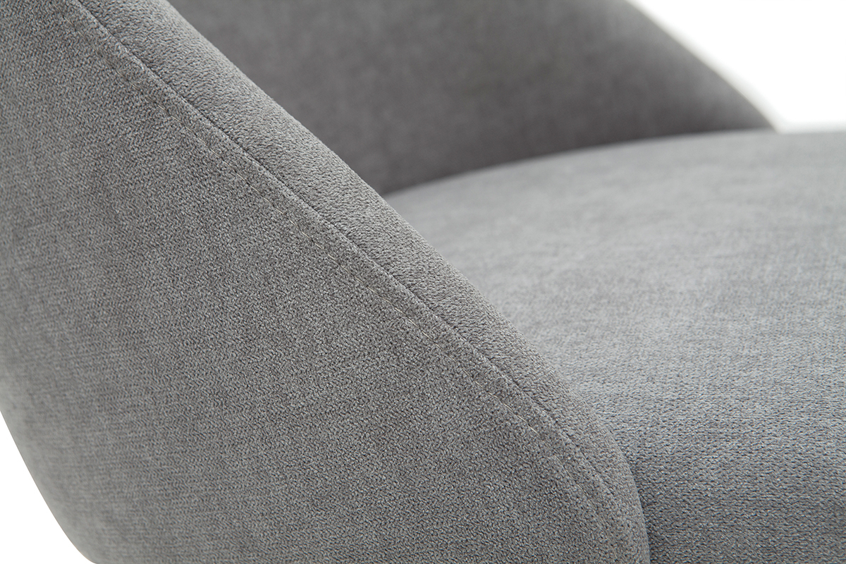 Chaises en tissu effet velours gris et mtal noir (lot de 2) ELLO