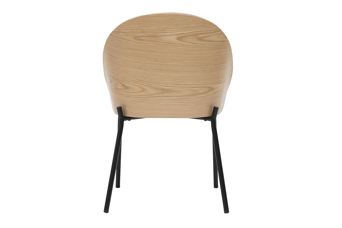 Chaises en tissu effet velours textur� beige, bois clair et m�tal (lot de 2) TUCSON