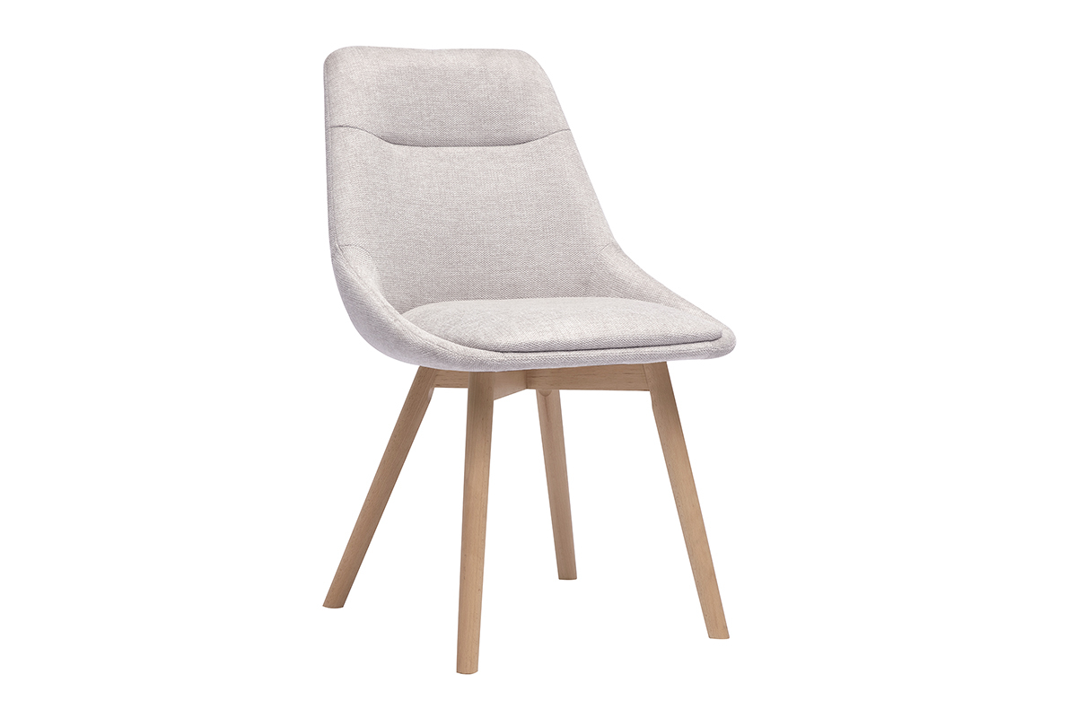Chaises en tissu effet velours textur beige et bois clair (lot de 2) ALESS