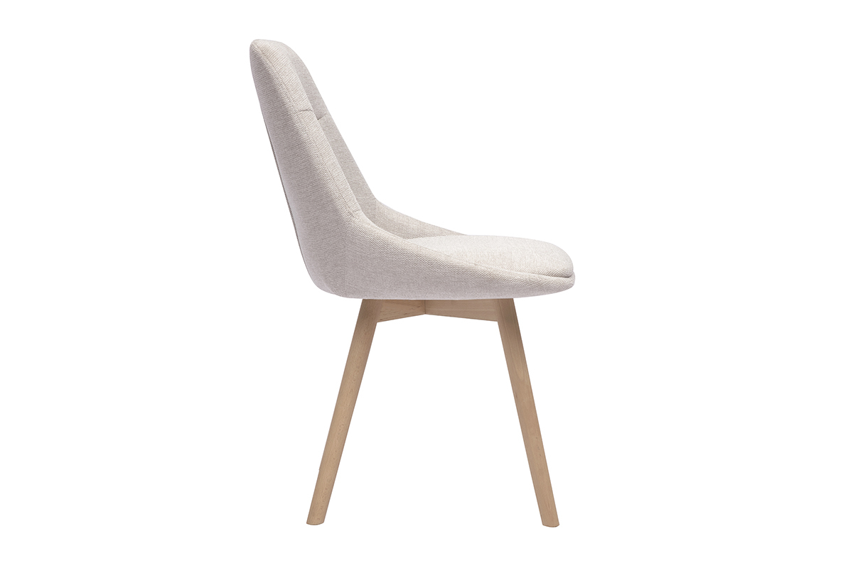 Chaises en tissu effet velours textur beige et bois clair (lot de 2) ALESS