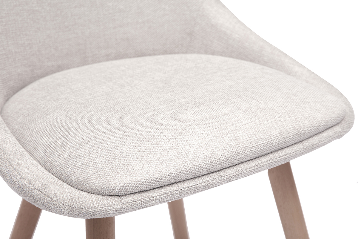 Chaises en tissu effet velours textur beige et bois clair (lot de 2) ALESS