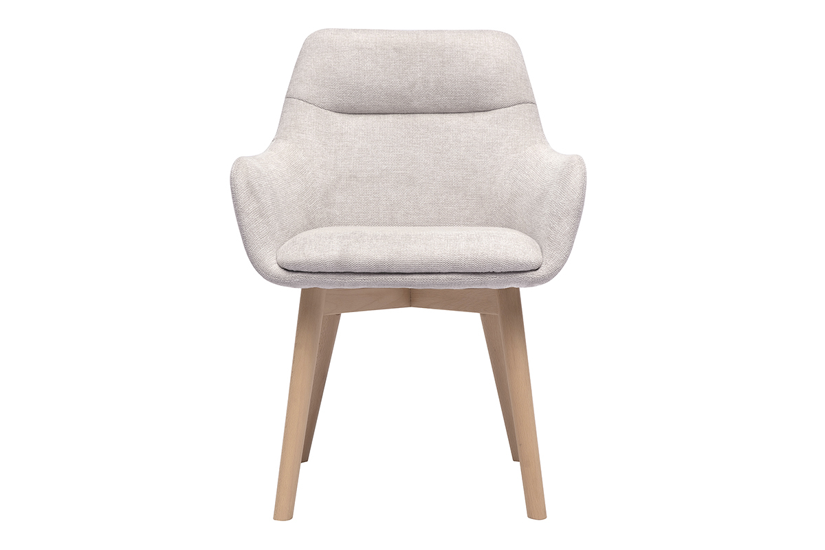 Chaises en tissu effet velours textur beige et bois clair (lot de 2) ALESS