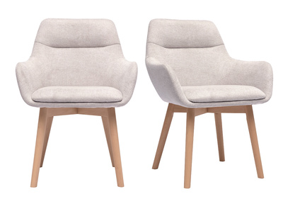 Chaises en tissu effet velours texturé beige et bois clair (lot de 2) ALESS