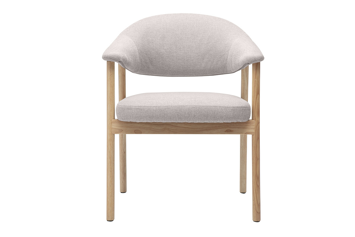 Chaises en tissu effet velours textur� beige et bois clair (lot de 2) GIULIA