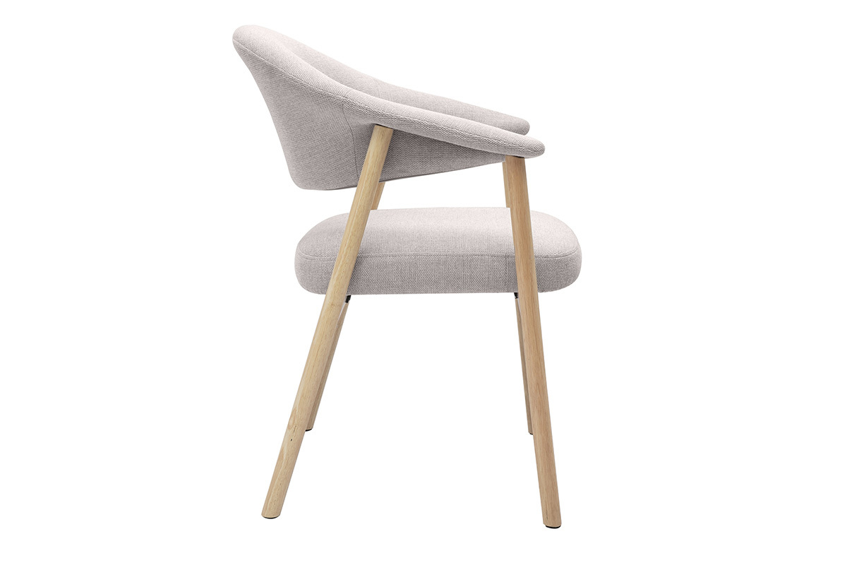 Chaises en tissu effet velours textur� beige et bois clair (lot de 2) GIULIA