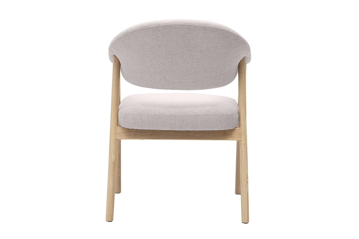 Chaises en tissu effet velours textur� beige et bois clair (lot de 2) GIULIA