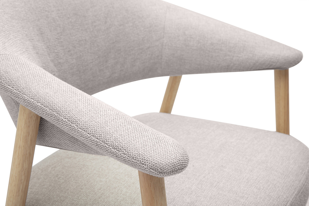 Chaises en tissu effet velours textur� beige et bois clair (lot de 2) GIULIA