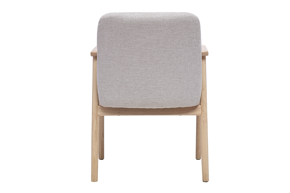 Chaises en tissu effet velours textur� beige et bois clair (lot de 2) KITTY