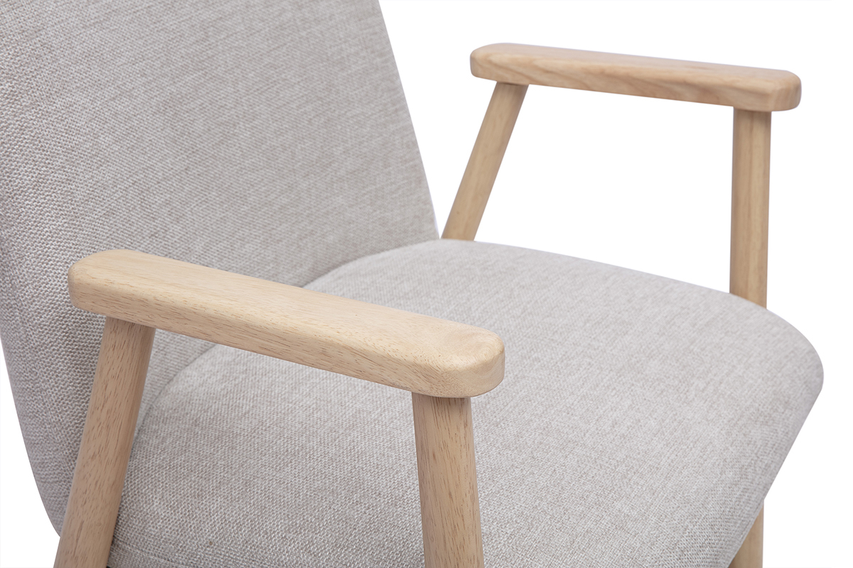 Chaises en tissu effet velours textur� beige et bois clair (lot de 2) KITTY