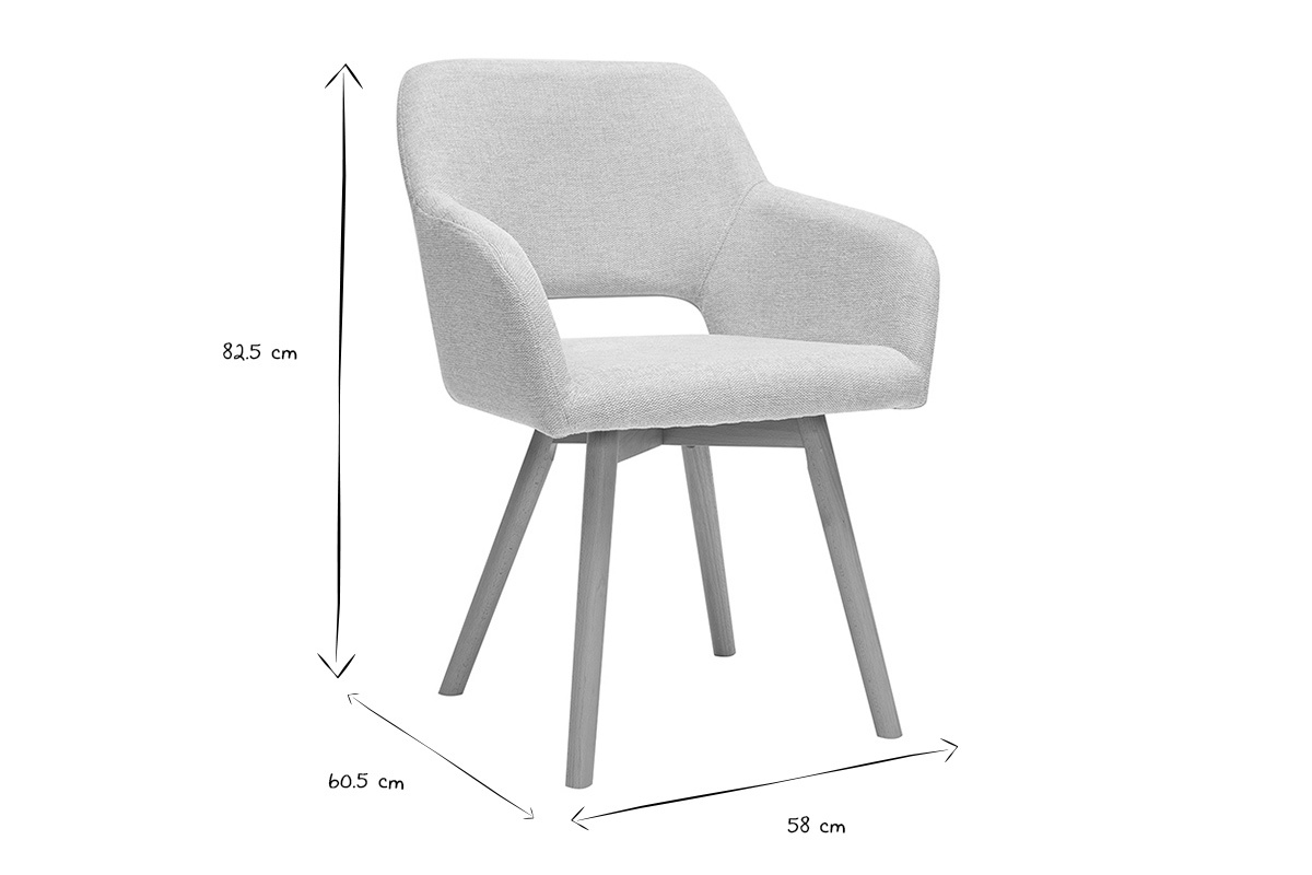 Chaises en tissu effet velours textur� beige et bois clair (lot de 2) LAURETTE