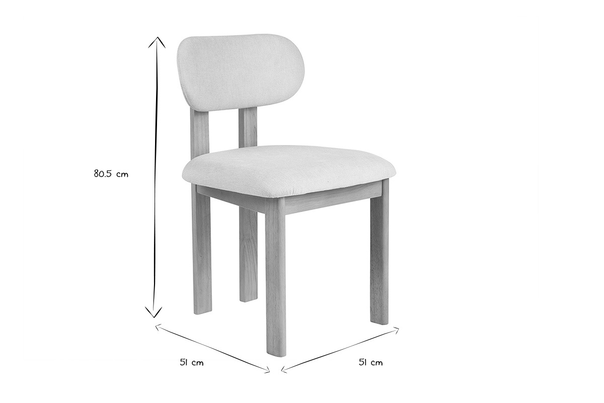 Chaises en tissu effet velours textur� beige et bois clair (lot de 2) NORMI