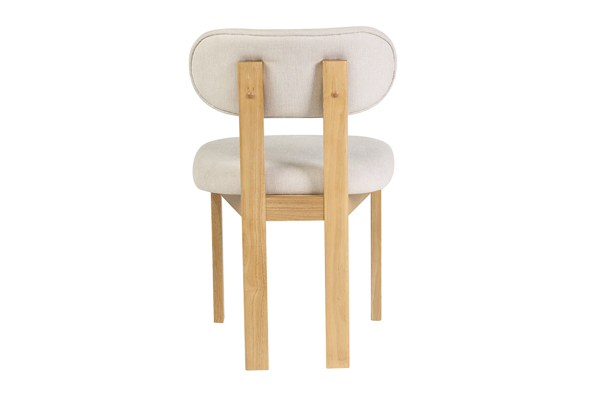 Chaises en tissu effet velours textur� beige et bois clair (lot de 2) NORMI