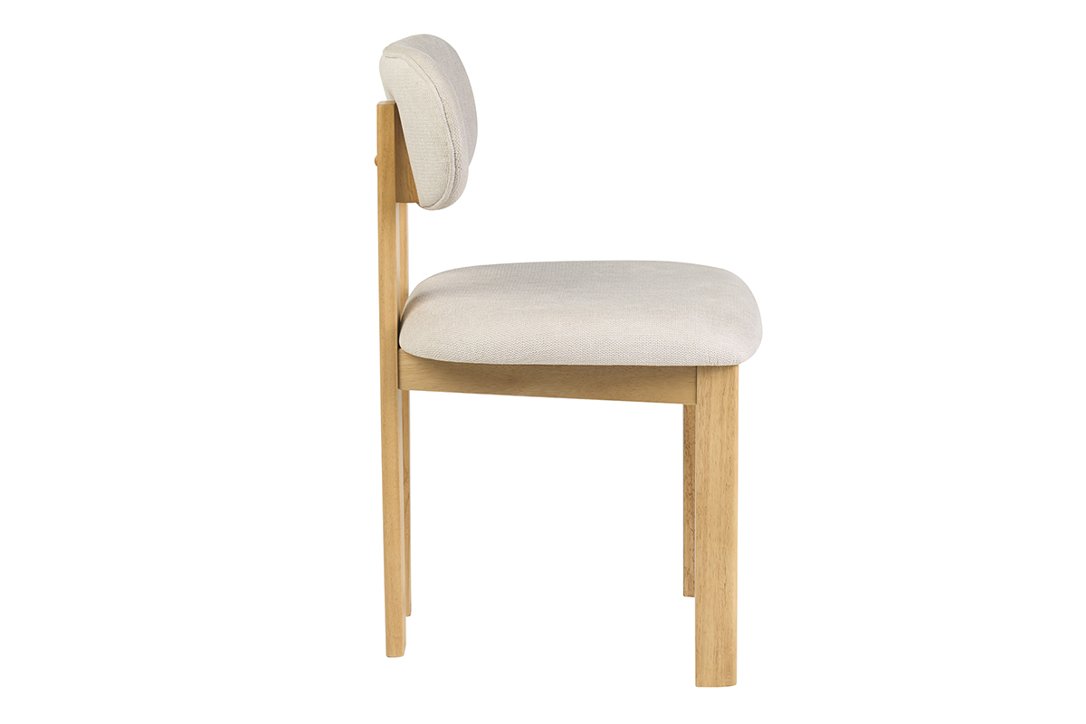 Chaises en tissu effet velours textur� beige et bois clair (lot de 2) NORMI