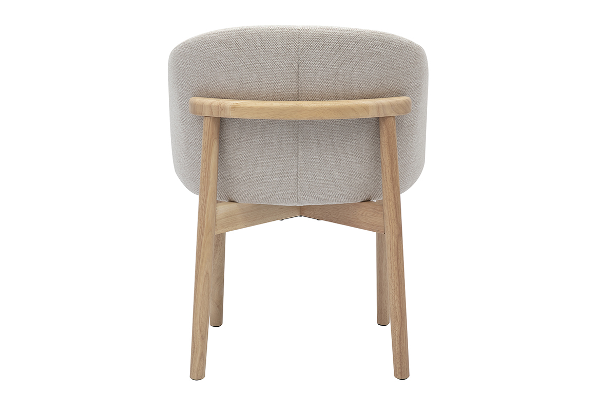 Chaises en tissu effet velours textur� beige et bois clair (lot de 2) TORVI