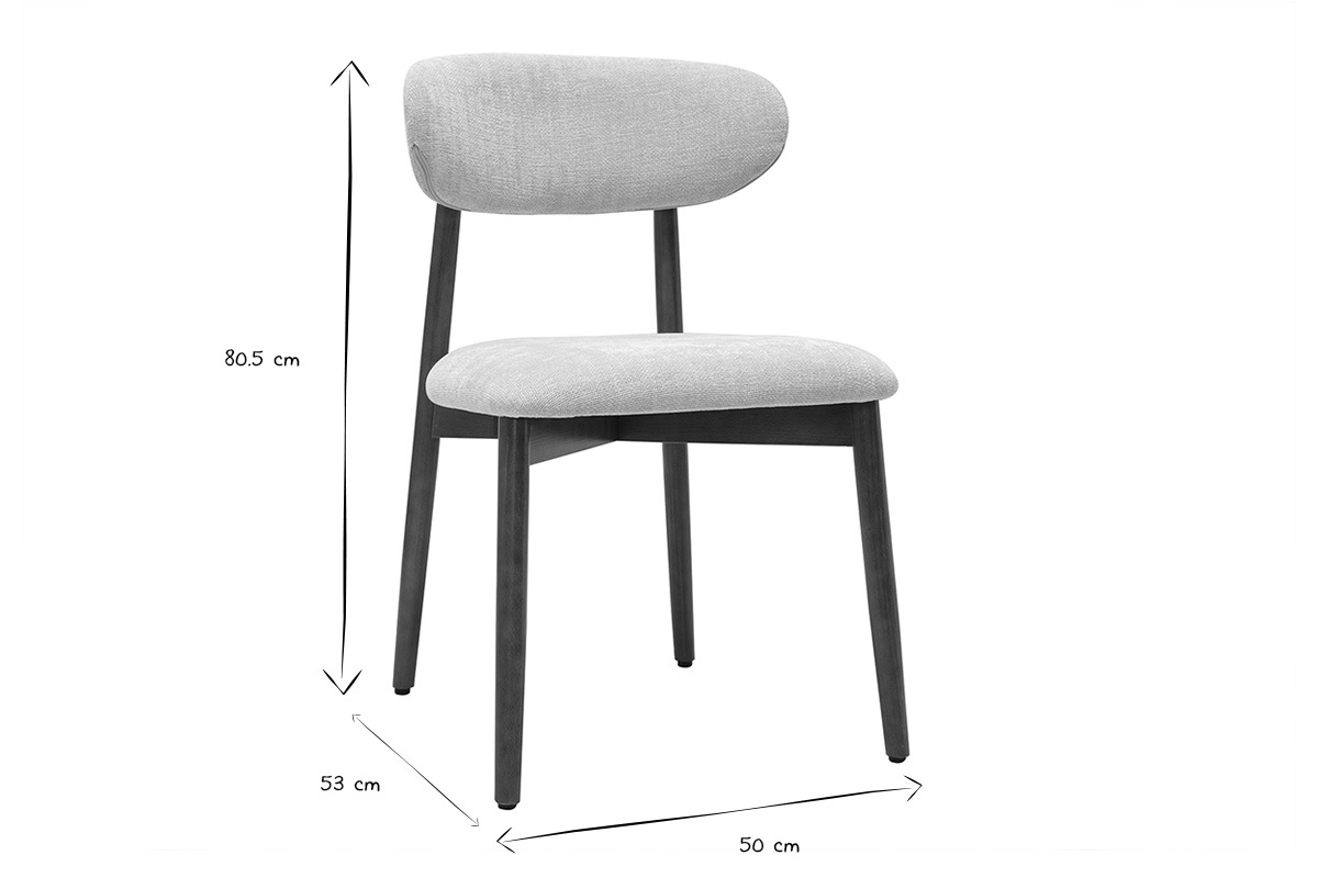 Chaises en tissu effet velours textur� beige et bois fonc� noyer (lot de 2) SIAME