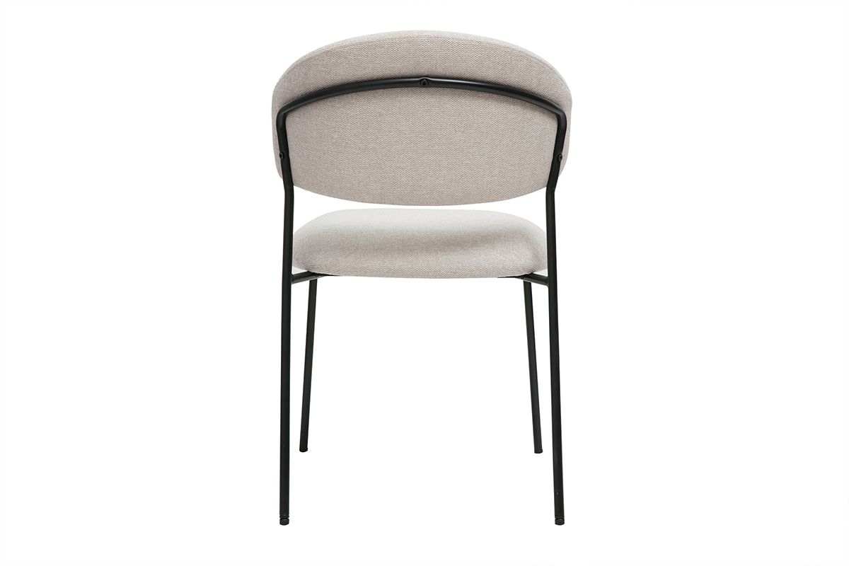 Chaises en tissu effet velours textur beige et mtal noir (lot de 2) BENTA