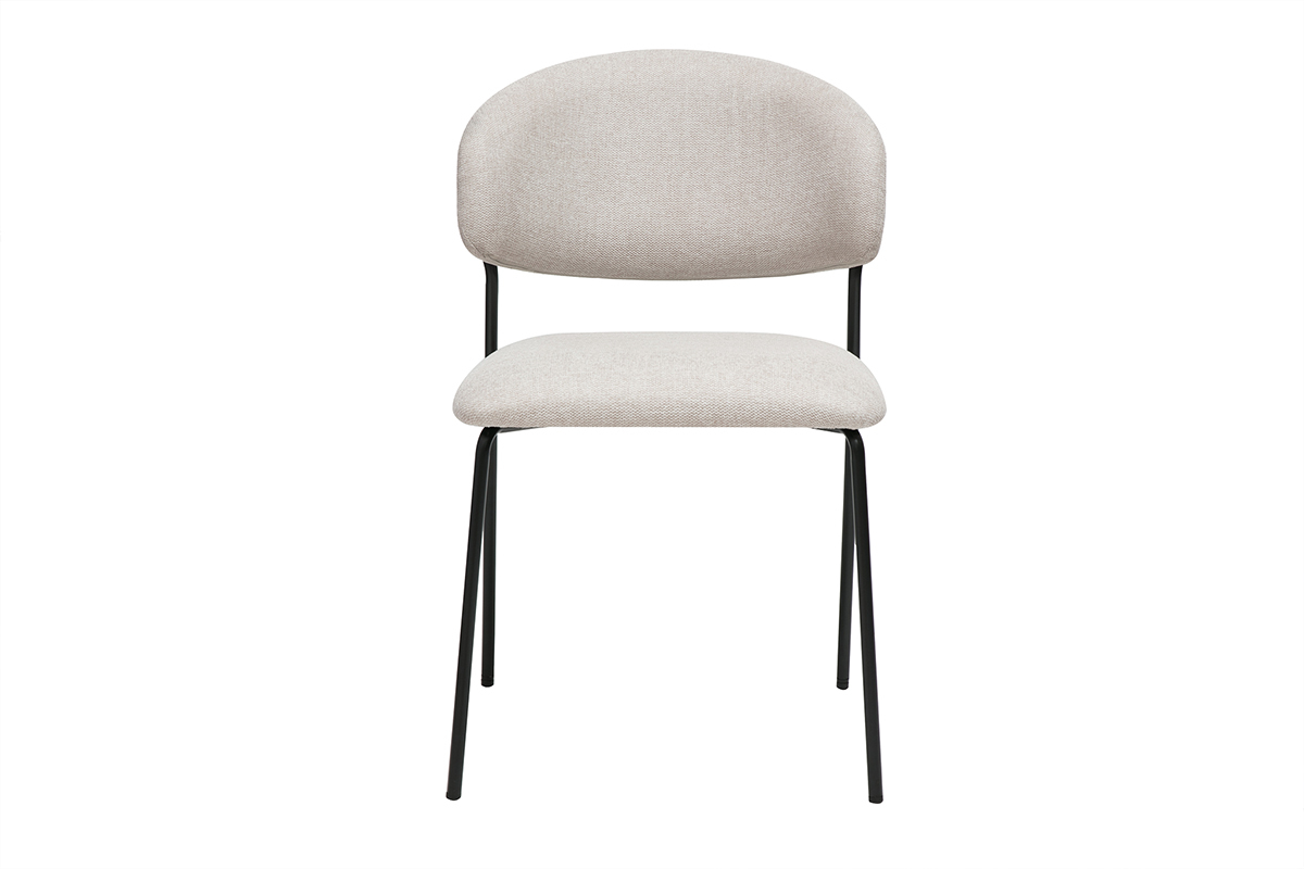 Chaises en tissu effet velours textur beige et mtal noir (lot de 2) BENTA