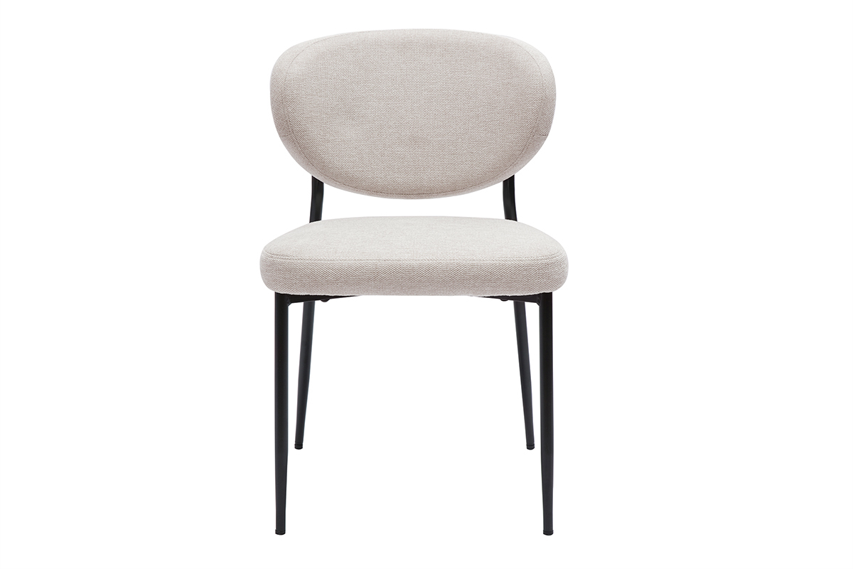 Chaises en tissu effet velours textur beige et mtal noir (lot de 2) BREKA