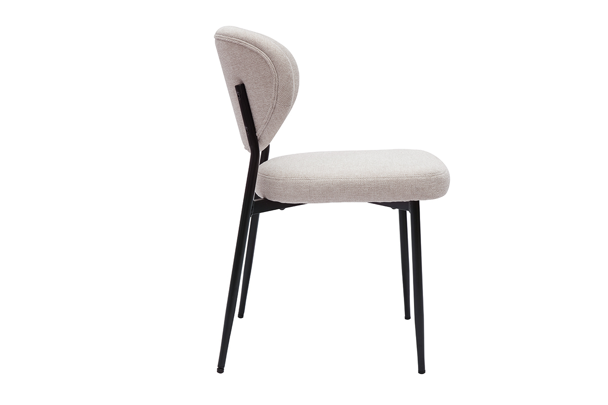 Chaises en tissu effet velours textur beige et mtal noir (lot de 2) BREKA