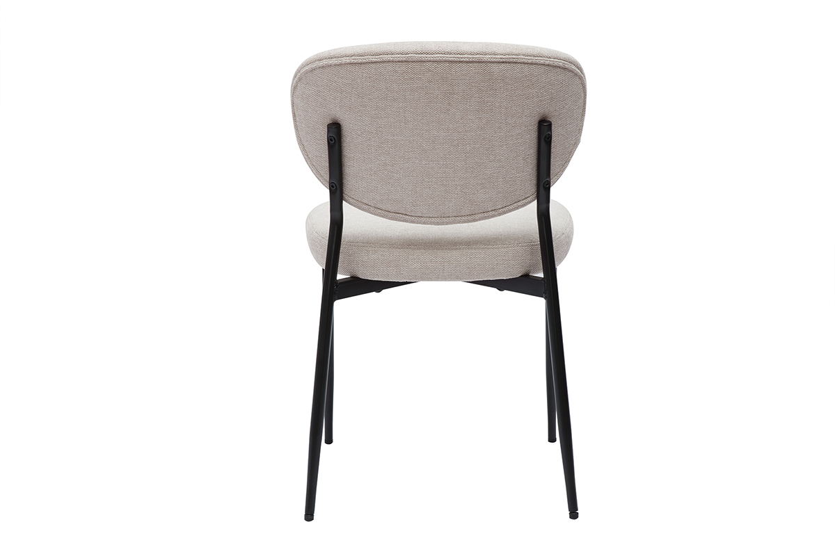 Chaises en tissu effet velours textur beige et mtal noir (lot de 2) BREKA