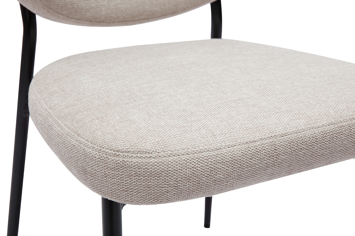 Chaises en tissu effet velours textur beige et mtal noir (lot de 2) BREKA
