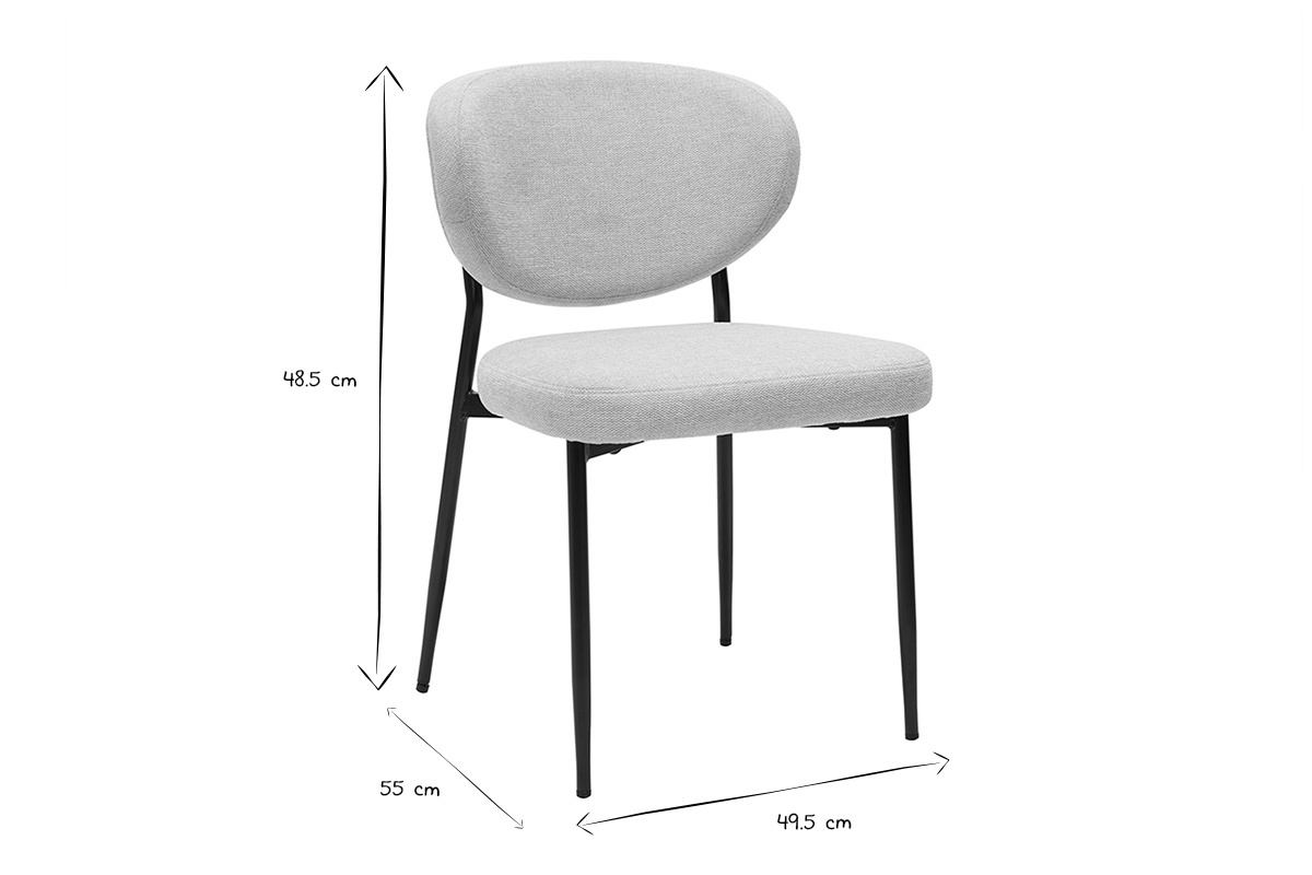 Chaises en tissu effet velours textur beige et mtal noir (lot de 2) BREKA