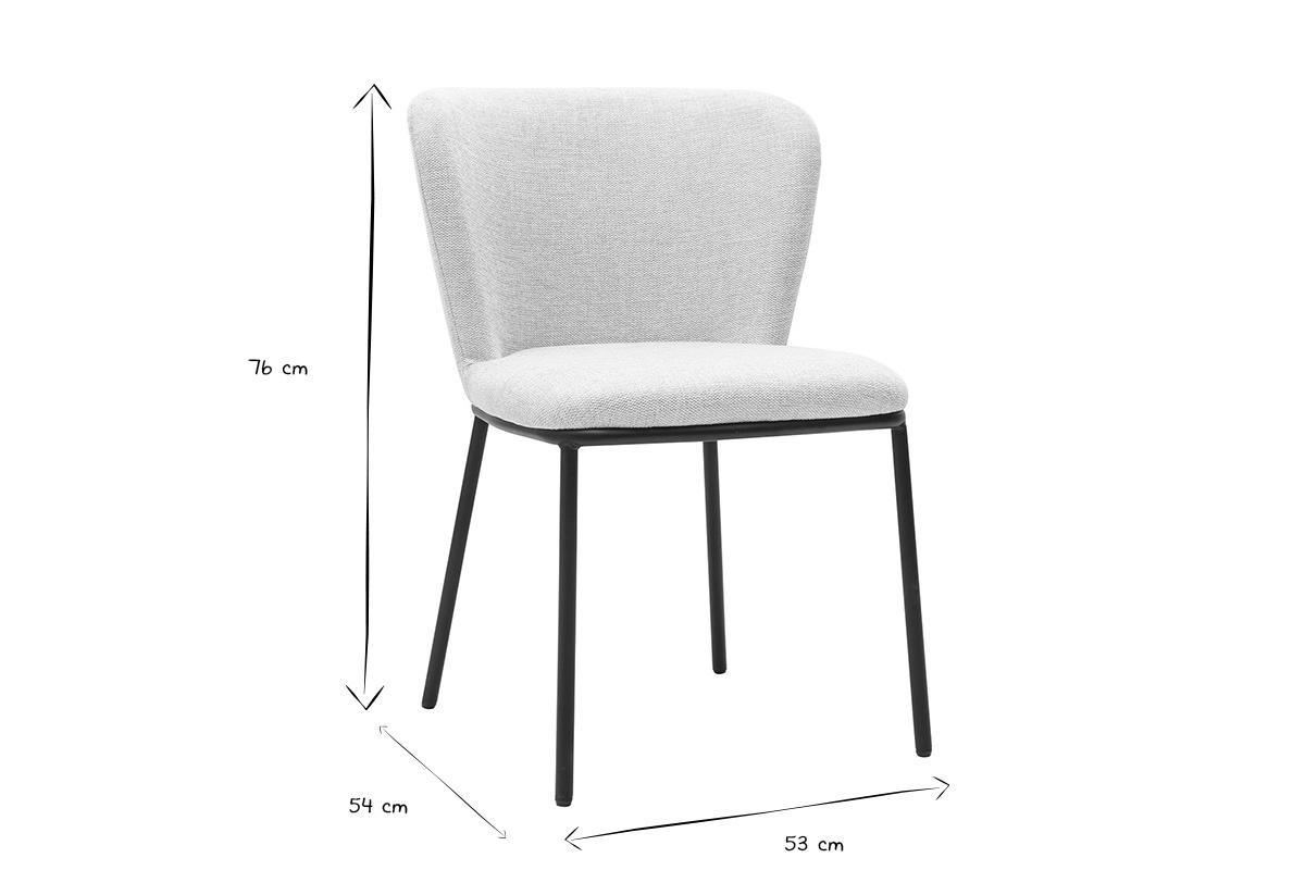 Chaises en tissu effet velours textur� beige et m�tal noir (lot de 2) LISOR