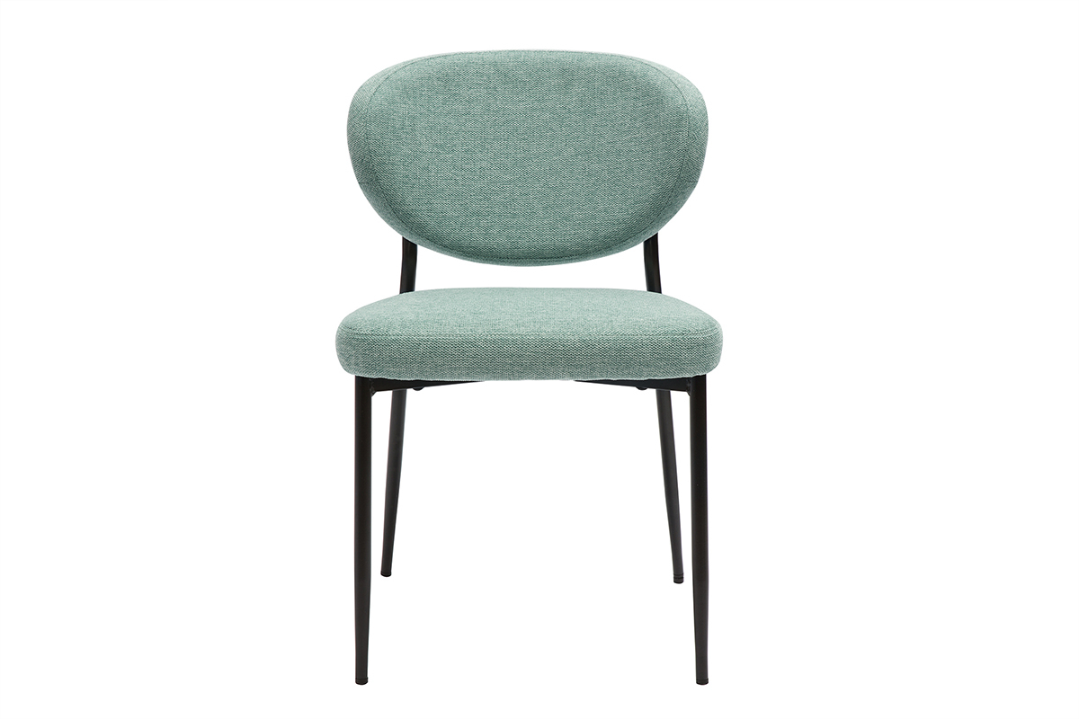 Chaises en tissu effet velours textur cladon et mtal noir (lot de 2) BREKA