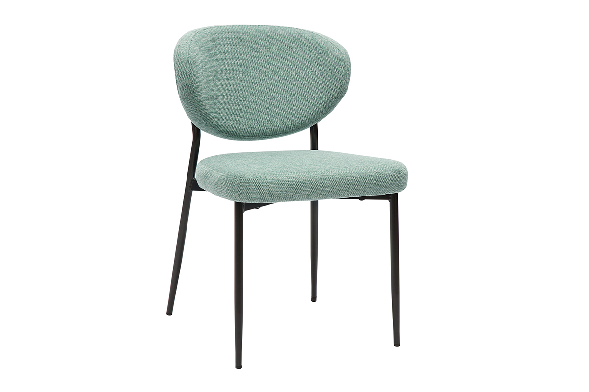 Chaises en tissu effet velours textur cladon et mtal noir (lot de 2) BREKA