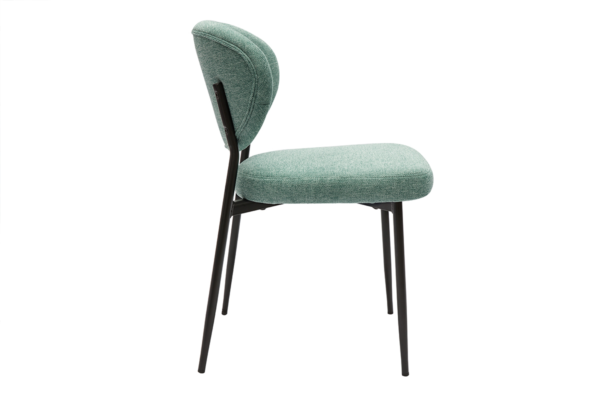 Chaises en tissu effet velours textur cladon et mtal noir (lot de 2) BREKA