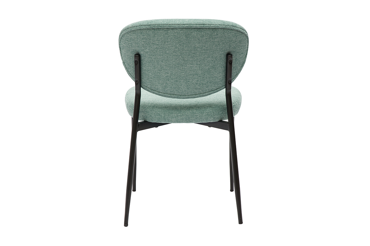 Chaises en tissu effet velours textur cladon et mtal noir (lot de 2) BREKA