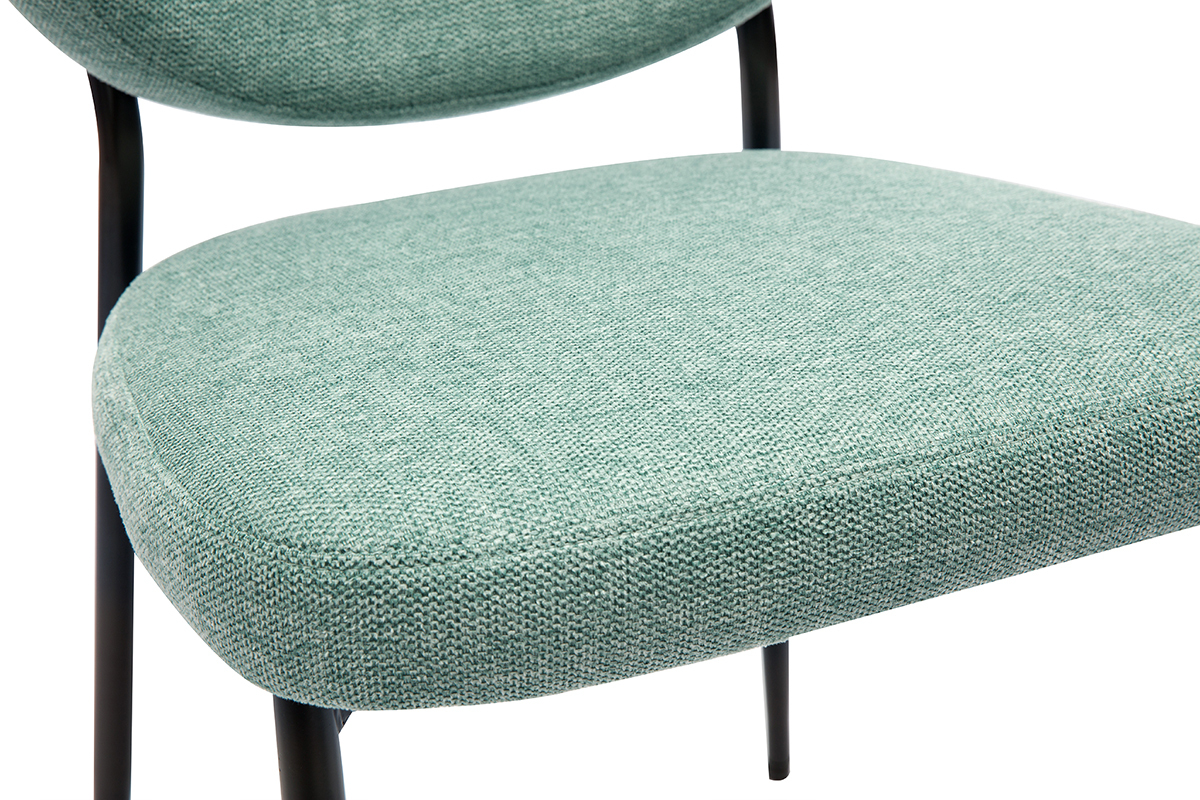 Chaises en tissu effet velours textur cladon et mtal noir (lot de 2) BREKA