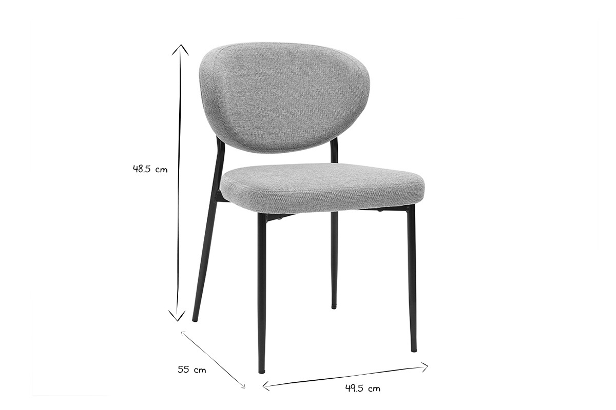 Chaises en tissu effet velours textur cladon et mtal noir (lot de 2) BREKA