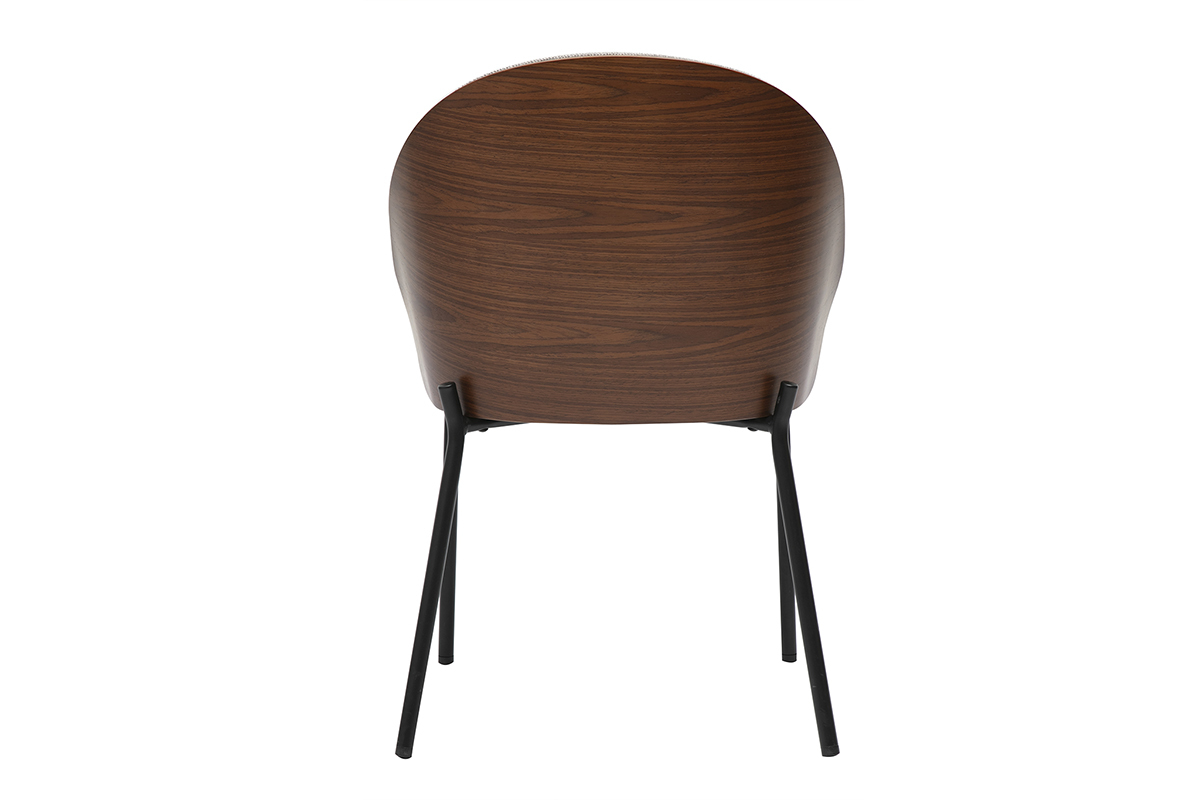 Chaises en tissu effet velours textur� gris, bois fonc� et m�tal (lot de 2) TUCSON