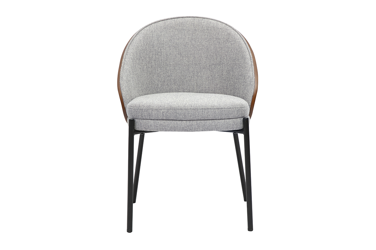 Chaises en tissu effet velours textur� gris, bois fonc� et m�tal (lot de 2) TUCSON