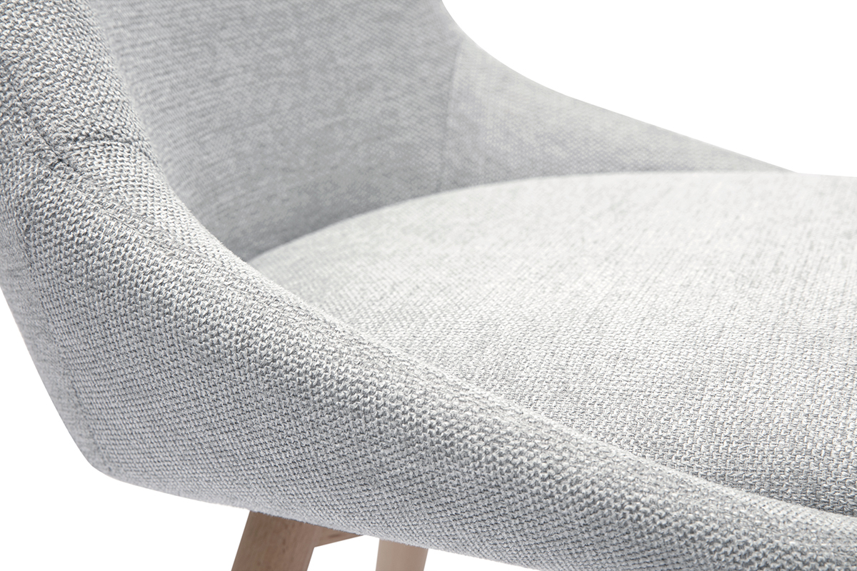 Chaises en tissu effet velours textur gris clair et bois clair (lot de 2) ALESS