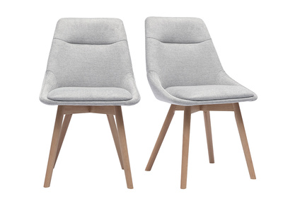 Chaises en tissu effet velours texturé gris clair et bois clair (lot de 2) ALESS