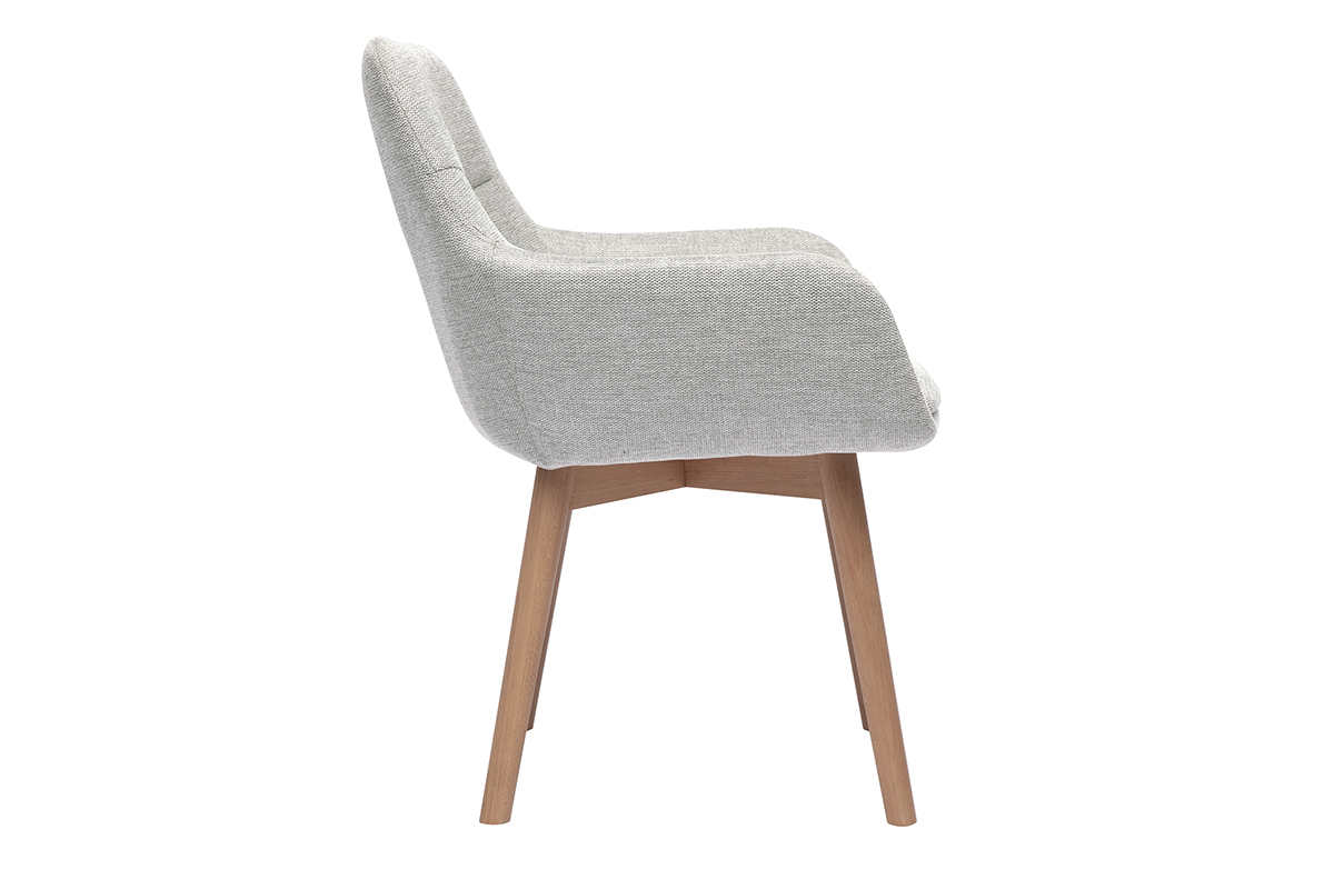 Chaises en tissu effet velours textur gris clair et bois clair (lot de 2) ALESS