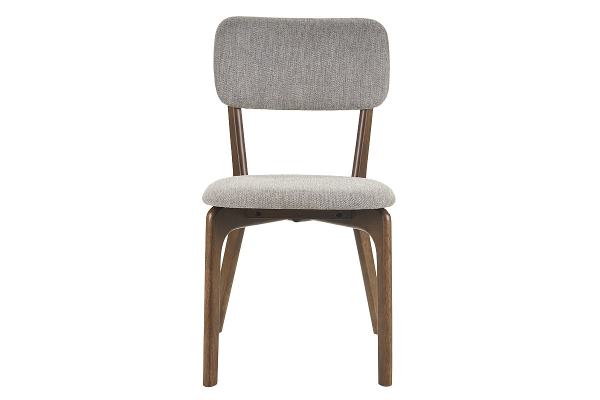Chaises en tissu effet velours textur� gris et bois fonc� (lot de 2) JOCA